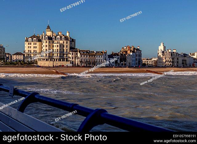 EASTBOURNE, EAST SUSSEX/UK - JANUARY 7 : View of the Queens Hotel in Eastbourne East Sussex on January 7, 2018. Unidentified people