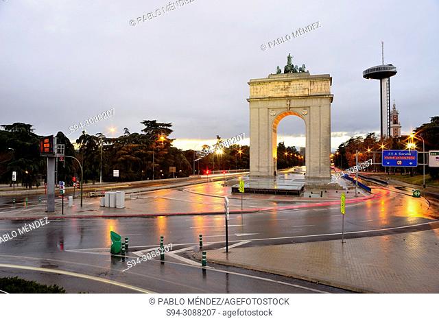Arch and lighthouse of Moncloa, Madrid, Spain