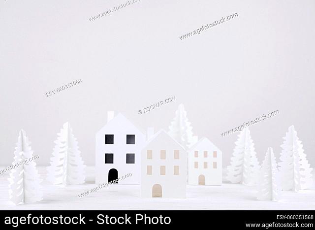 crafted town with pine trees