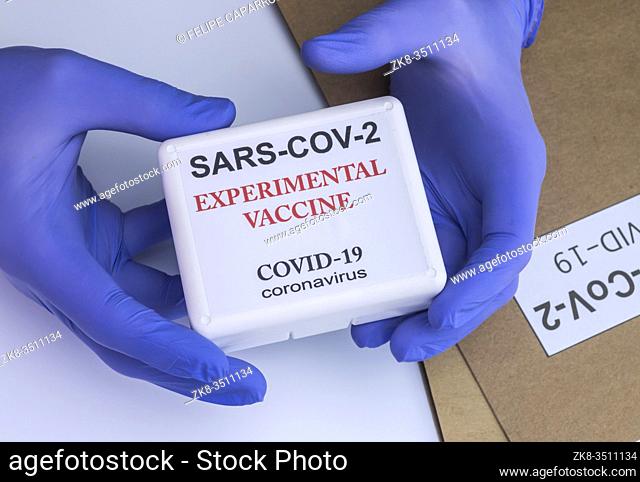 Coronacirus covid-19 experimental vaccine in a laboratory, conceptual image