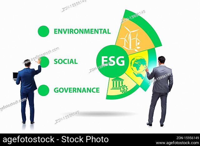 ESG concept as the environmental and social governance with businessman