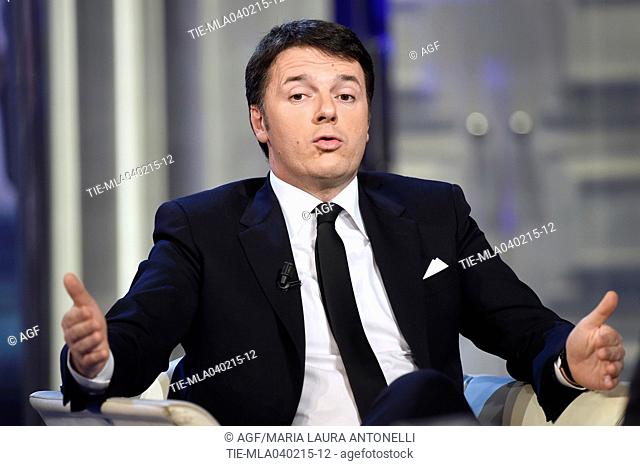 03/02/2015 Roma. Rai. Trasmissione televisiva Porta a Porta. Nella foto il presidente del Consiglio Matteo Renzi