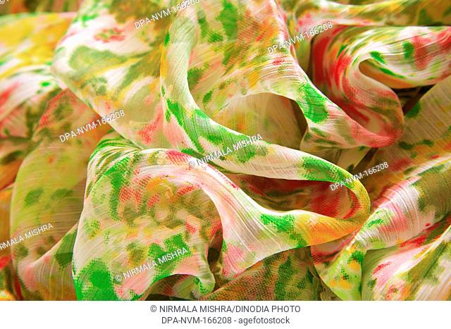 Creased ruffled rumpled shape polyester fabric sari