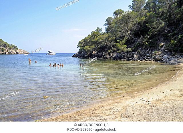 Beach Cala Mastella Sant Carles de Peralta Ibiza Pityuses Balearic Islands Spain San Carlos bay