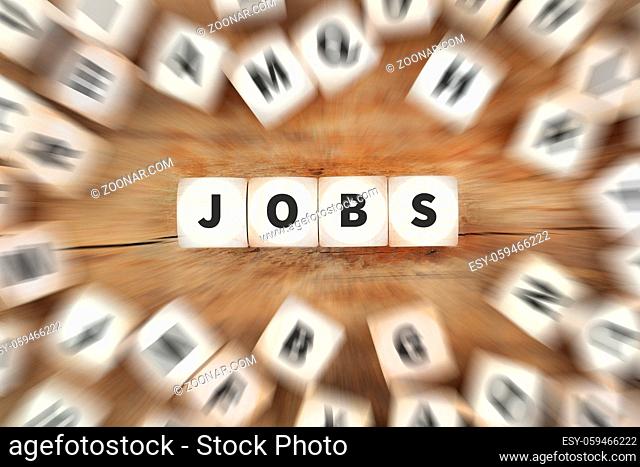 Jobs Job Arbeit Arbeitsstelle Jobsuche suchen Würfel Business Konzept Idee