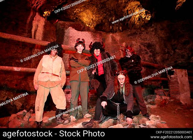 Devil is seen in the cave which turned into the hell for adults as well for kids in Krtiny, Czech Republic, December 4, 2022