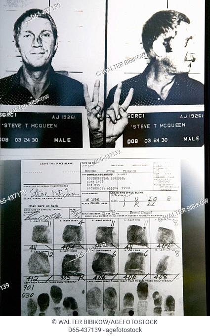 Alaska State Trooper Museum. Arrest Record of Actor Steve McQueen arrested in Alaska 1972. Anchorage. Alaska. USA