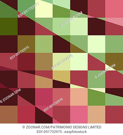 Low polygon style illustration of a deep tuscan red purple and green abstract geometric background