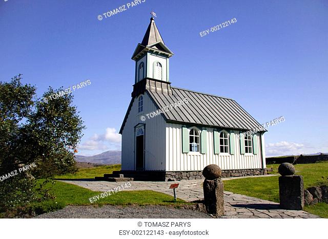 White church in Thingvellir - Iceland