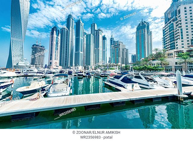 Dubai - AUGUST 9, 2014: Dubai Marina district on August 9 in UAE