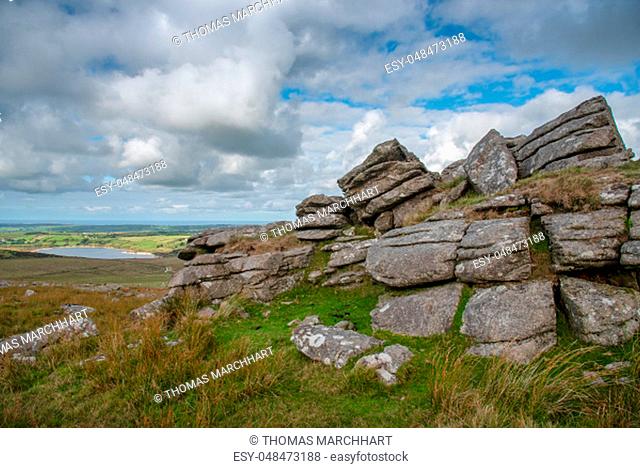 Rough Tor is a tor on Bodmin Moor, near St Breward, Cornwall, UK. The Summit is 1313 ft above mean sea level and therefore the second highest point in Cornwall