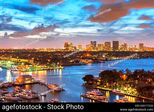 Fort Lauderdale, Florida, USA skyline at dusk