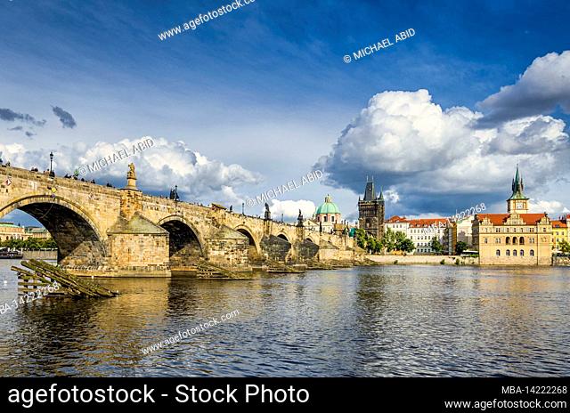 Charles Bridge in Prague, Czech Republic on a sunny day
