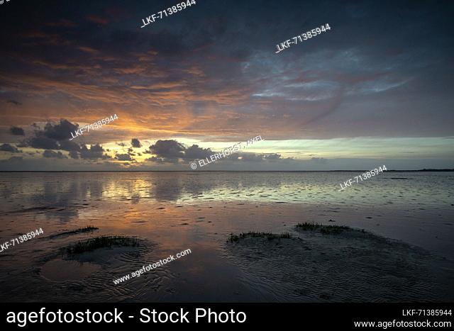Sunset at the Wadden Sea, Sankt Peter-Ording, Schleswig-Holstein, Germany, Europe
