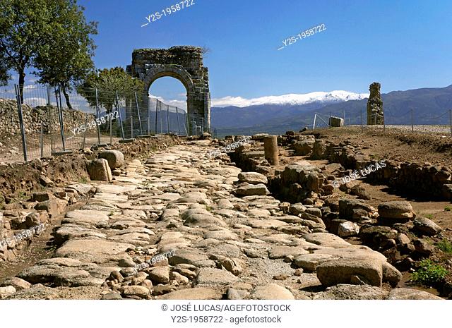 Roman ruins of Caparra, Roman road and Arch cuadrifronte, Via de la Plata, Guijo de Granadilla, Caceres-province, Spain