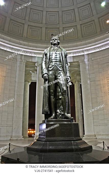 Statue of Thomas Jefferson in the Jefferson Memorial in Washington, D. C. , USA