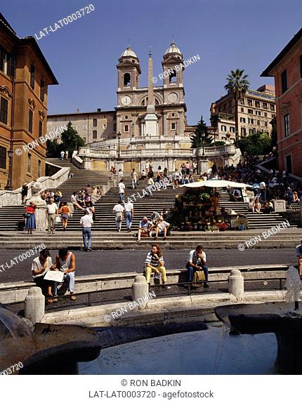 Spanish Steps. Piazza di Spagna . Tourists, crowds, children