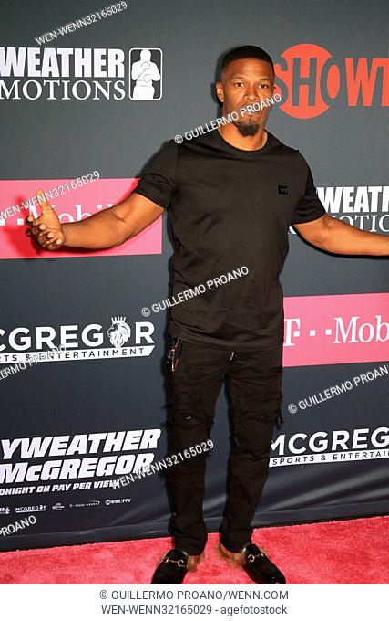 Showtime and Mayweather Promotions Mayweather vs McGregor pre-event VIP party red carpet, held at the TMobile Arena in Las Vegas, Nevada