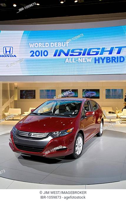 The Honda Insight hybrid car on display at the North American International Auto Show, Detroit, Michigan, USA