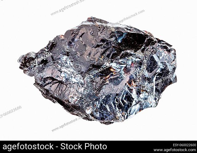 closeup of sample of natural mineral from geological collection - rough Sphalerite rock isolated on white background