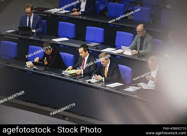 Christian Lindner (FDP), Federal Minister of Finance, recorded at the meeting of the German Bundestag on the agenda item 'Combating financial crime' in Berlin