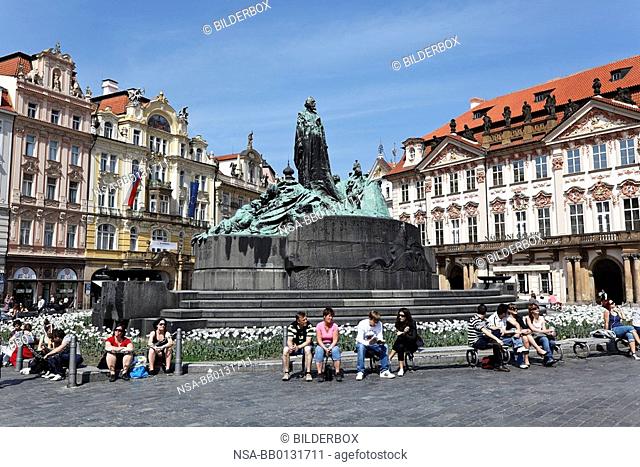 Prague, Old Town Square, Jan Hus Monument, the Czech Republic