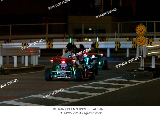 Go-karts that resemble Mario Karts, but may not be called Mario Karts, on a street in Ueno, in May 2019. | usage worldwide. - Tokyo/Tokyo/Japan