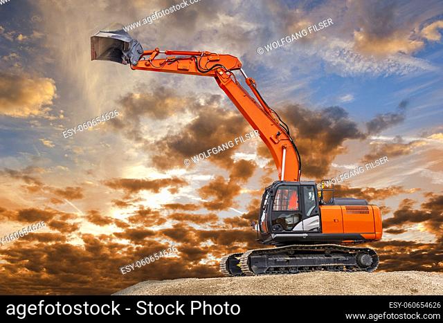 heavy excavator working at construction site