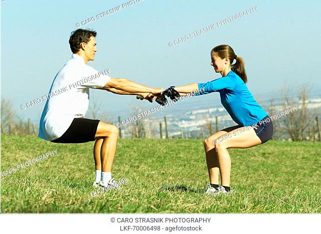 Excercising couple, people sport