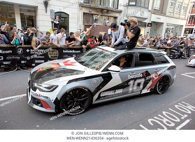The 2014 Gumball 3000 arrives on London's Regent Street. Thousand's of people gathered on a very warm Sunday afternoon to catch a glimpse of the exotic cars as...
