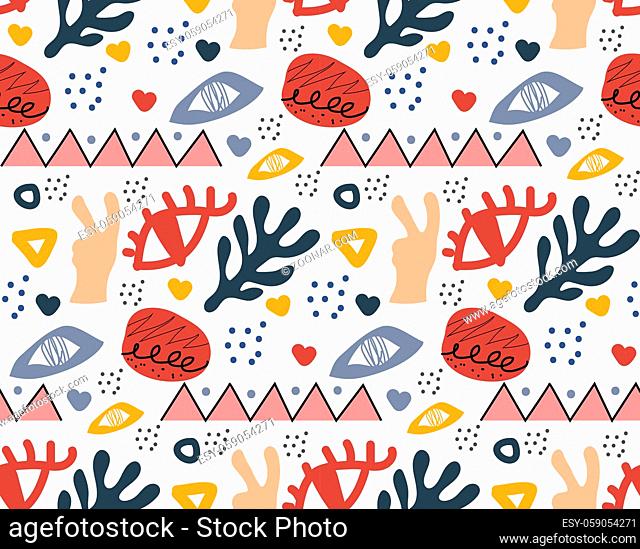 Stylish Hand drawing doodle pattern. Abstract retro modern trendy hipster background, endless texture. Vector illustration