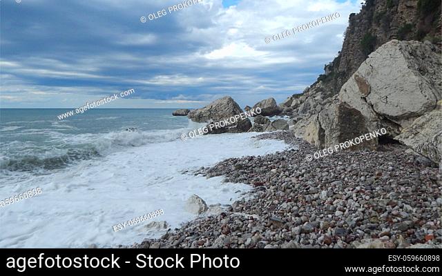 Seashore and beach on the Adriatic coast of a the Montenegro