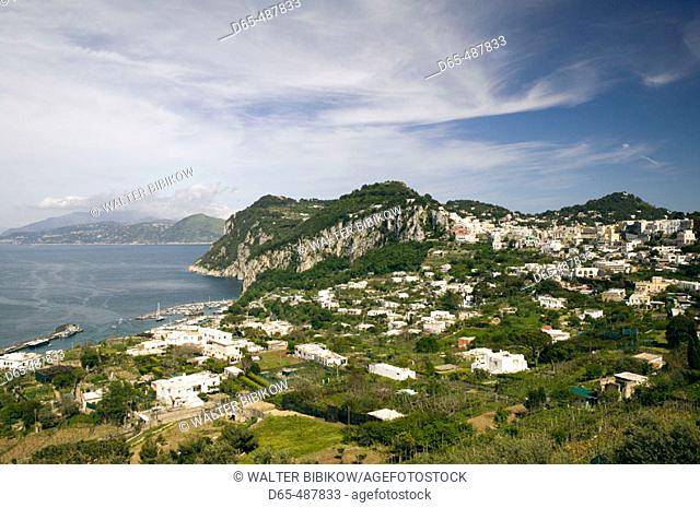 View of Capri port from Anacapri. Capri. Bay of Naples. Campania. Italy