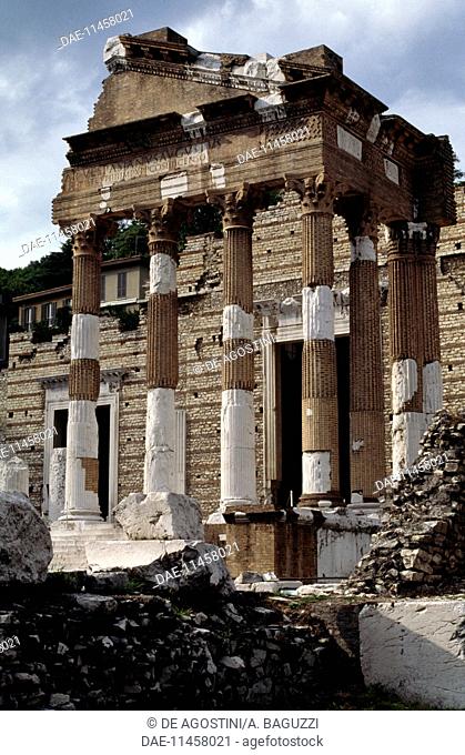 Capitolium or Capitoline temple (Unesco World Heritage List, 2011), Brescia, Lombardy, Italy. Roman civilisation, 1st century