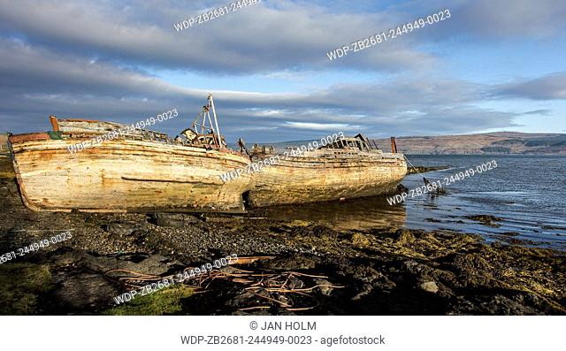 Fishing boat wrecks at Salen on the Isle of Mull