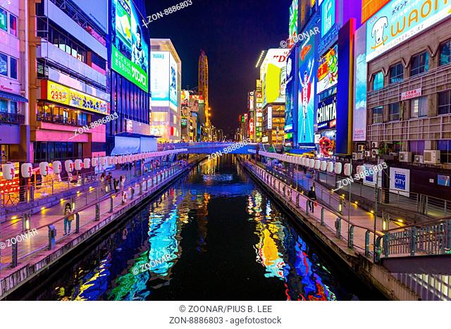 Dotonbori Canal Illuminated Signboards Osaka H