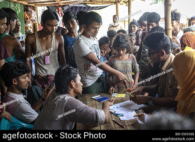Fled Rohingya during registration in a sector of the camp Kutupalong, Cox Bazar, Bangladesh, Asia