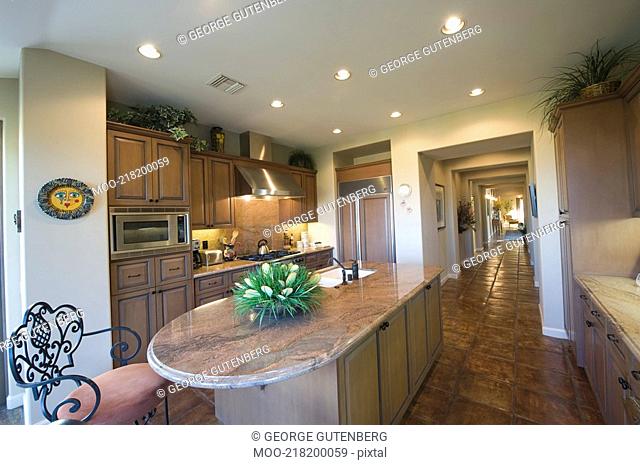Marble kitchen worktop in Palm Springs interior
