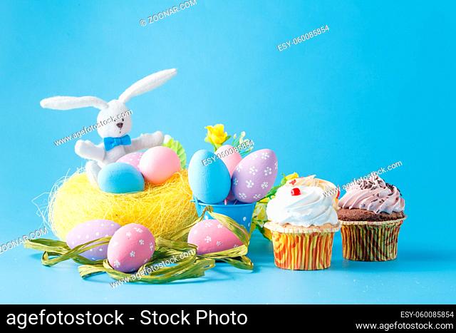 Easter decoration with eggs and sweets
