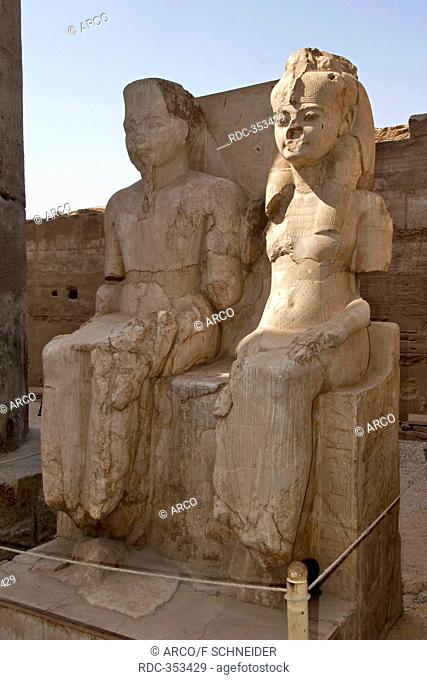 Pharao Tutanchamun and wife Queen Anchesenamun, granite, temple, Theben, Luxor, Egypt / Tutenchamun