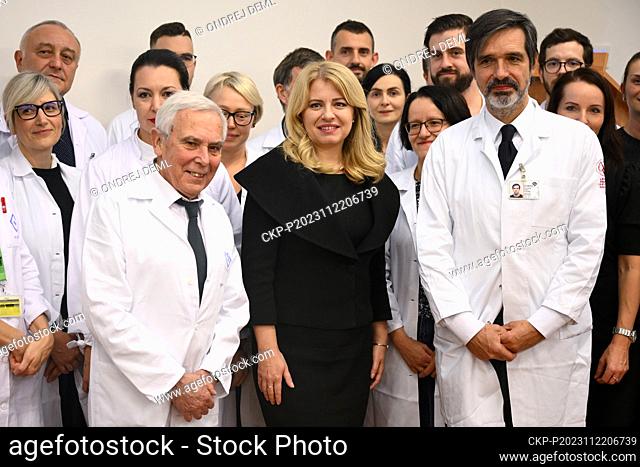 Slovak President Zuzana Caputova, centre, during her visit of the Motol teaching Hospital in support of the National Lung Transplantation Programme for the...