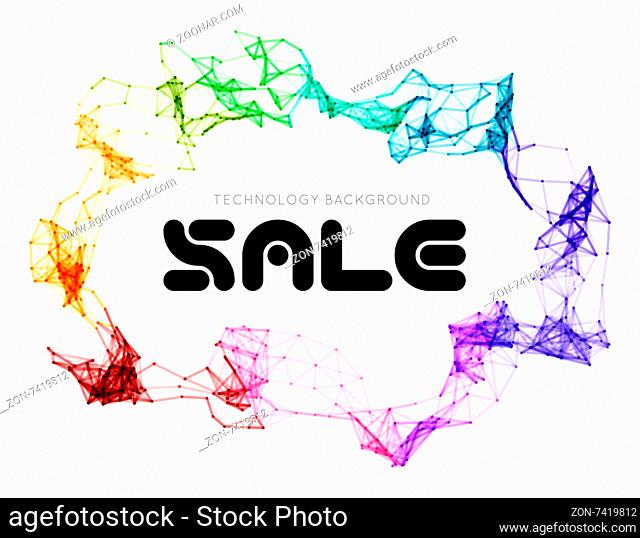 Sale triangle background. Vector illustration with dot and line connection
