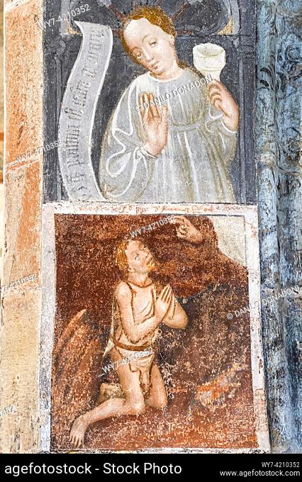 frescoes of the st. james church, tramin weinstrasse, italy