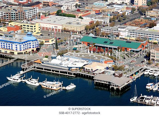 Aerial view of a city, Murasaki Jack London Square, Oakland, California, USA