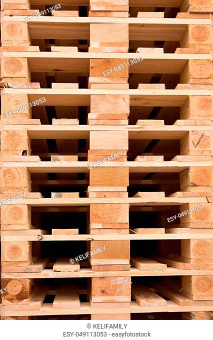 Texture of wooden pallets in stock