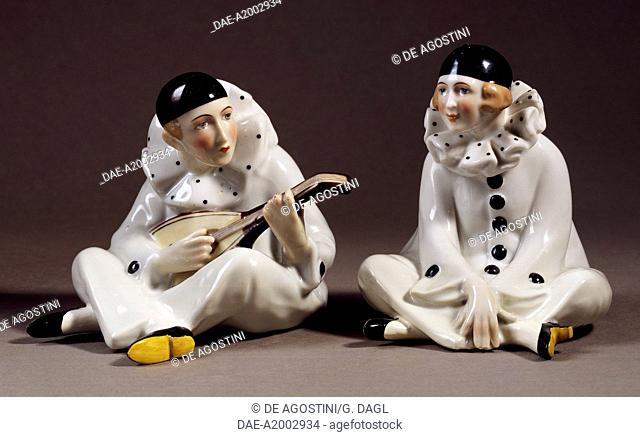 Pierrot and Pierrette, porcelain, Gotha manufacture, , Thuringia. Germany, 19th century