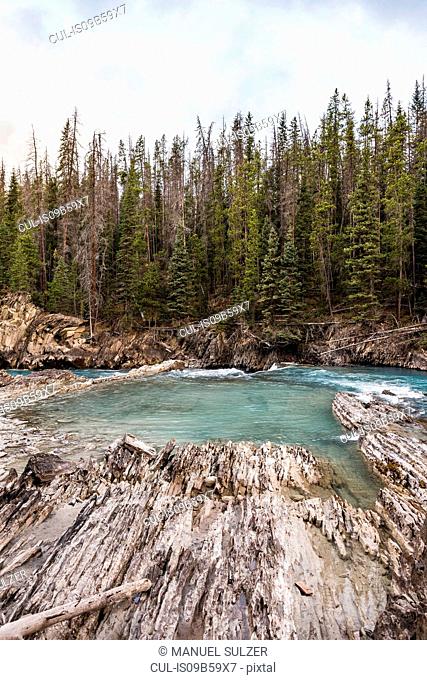 Natural Bridge Falls, Kicking Horse River, Yoho National Park, Field, British Columbia, Canada