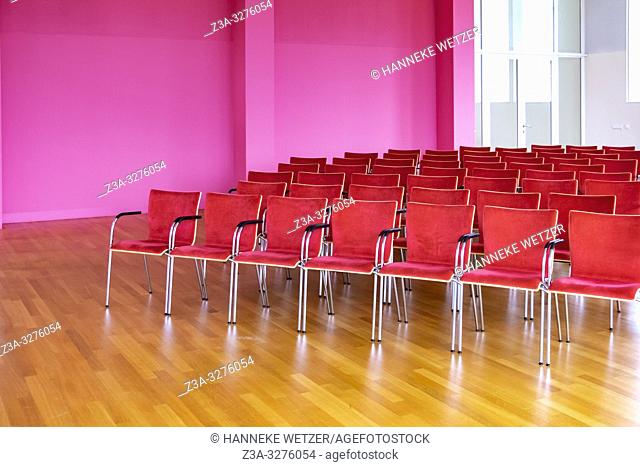 Pink chairs in museum Depot, Wageningen, the Netherlands, Europe