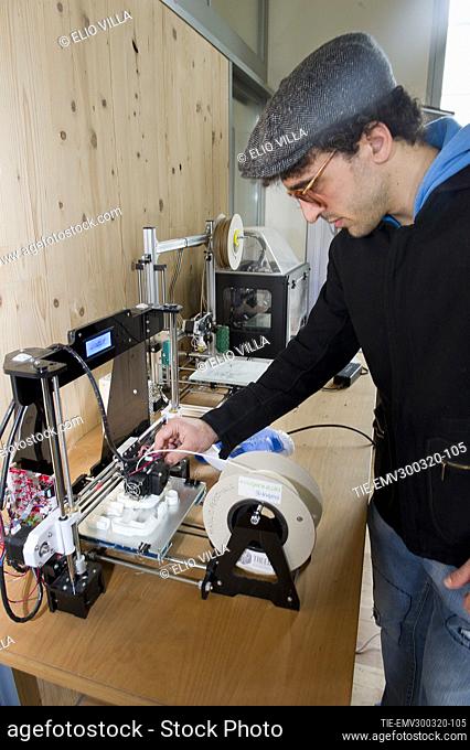 Alberto Iannucci during the work at the creative lab 'Make In Progress' of Sulbiate that realizes the grafts with 3D printer to change diving masks in...