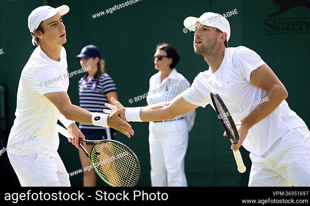Belgian Joran Vliegen and US Jackson Withrow pictured during a second round game in the men's doubles tournament between Belgian Vliegen - US Withrow and...